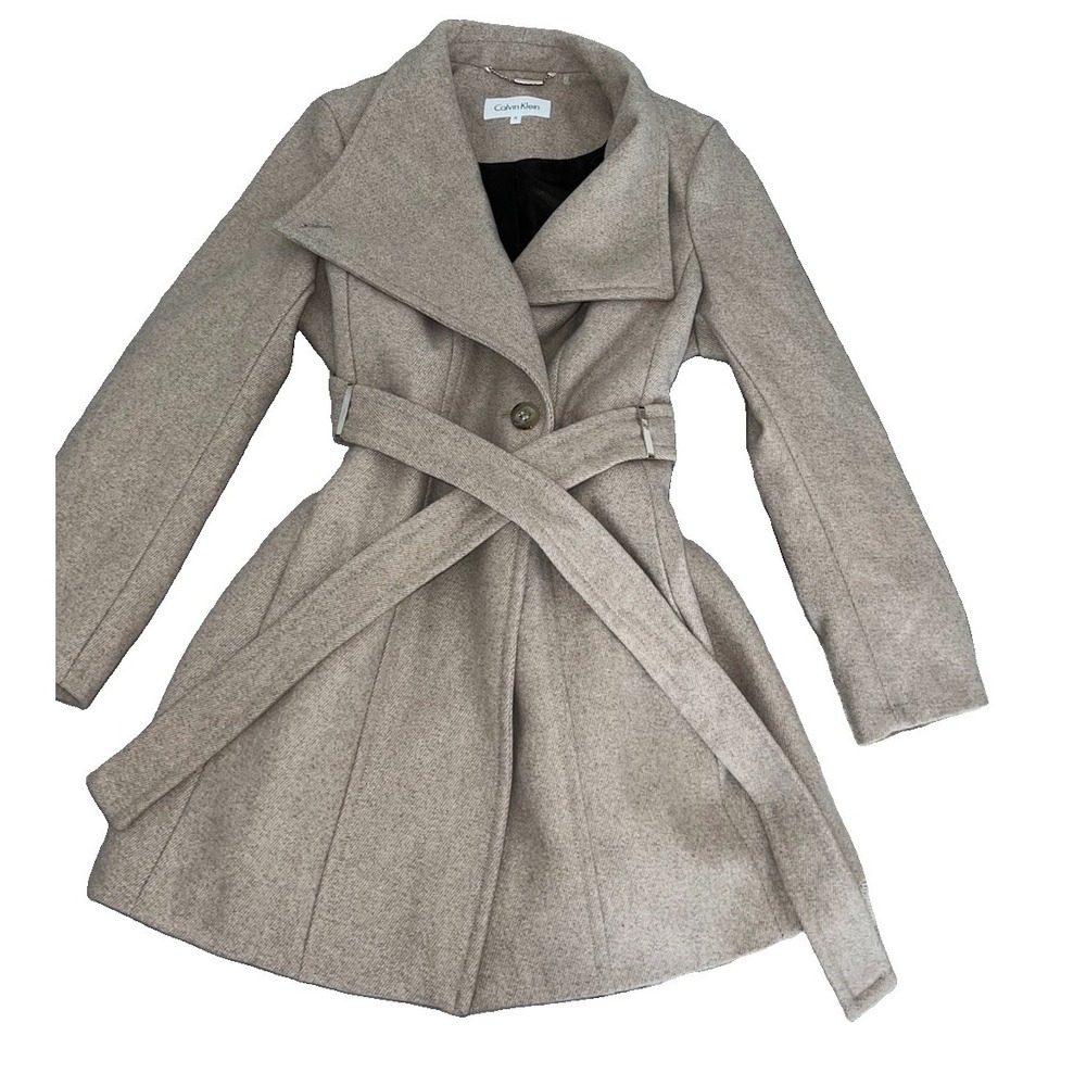 Calvin Klein Wool Jacket Beige in Size Petite Large(11-b70)